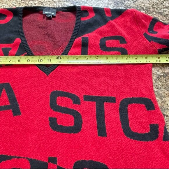 Just Cavalli Jacquard-Knit Cotton Mini Sweater Dress Red Black, Women Medium - Picture 7 of 8